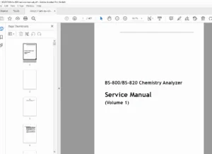 Mindray BS-800/BS-820 Chemistry Analyzer Service Manual PDF