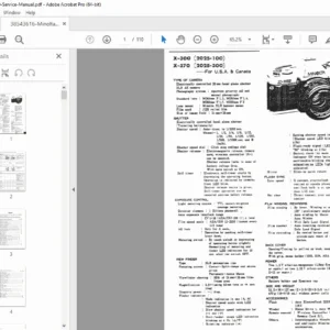 Minolta X-370 / X-300 35mm SLR Service Manual PDF