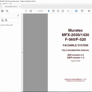 Muratec MFX-2030/1430 F-560/F-520 Field Engineering Service Manual (PDF)