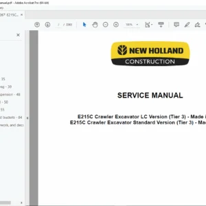 New Holland E215C LC / E215C Crawler Excavator Service Manual – PDF