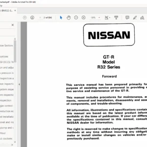 Nissan Skyline GT-R BNR32 Factory Service Manual – PDF
