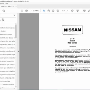 Nissan Skyline GT-R R32 BNR32 Service Manual  PDF