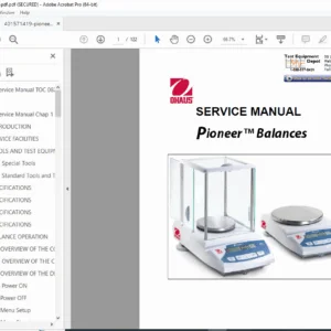 Ohaus Pioneer Series Balances Service Manual & Parts List PDF
