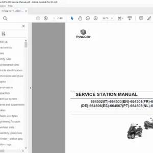 Piaggio MP3 400 i.e. Service Station Manual (2007-2008) PDF