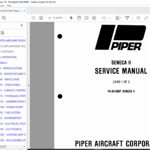 Piper PA-34-200T Seneca II Aircraft Service Manual – PDF