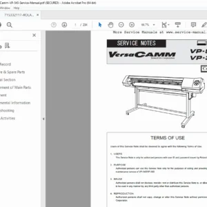 Roland VersaCAMM VP-540 Service Manual  PDF