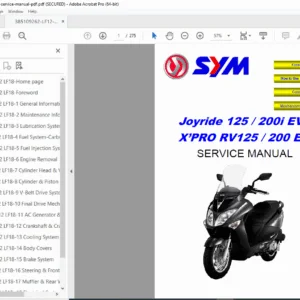 SYM Joyride 125/200 EVO & X'PRO RV125/200 EFi Service Manual PDF