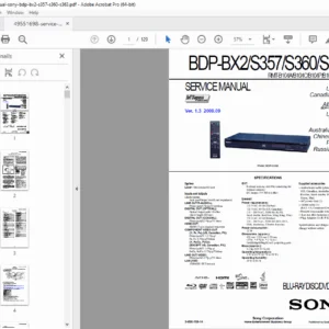 Sony BDP-BX2 BDP-S357 BDP-S360 BDP-S363 Blu-ray Player Service Manual PDF