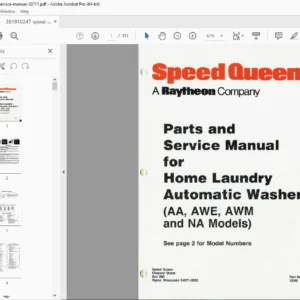 Speed Queen Automatic Washer Service Manual PDF – Models AA, AWE, AWM, NA
