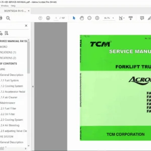 TCM Acroba FA15D–FA40D Forklift Truck Service Manual (July 2000) PDF