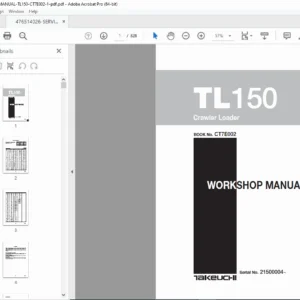Takeuchi TL150 Crawler Loader Service Manual (S/N 21500004+) PDF