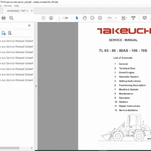 Takeuchi TL65 TL80 TL80AS TL100 TL70S Service Manual (May 2010) PDF