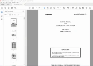 Toshiba SXT-2000A C-Arm Fluoroscopy Service Manual – PDF
