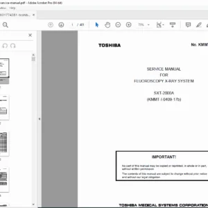 Toshiba SXT-2000A C-Arm Fluoroscopy Service Manual – PDF