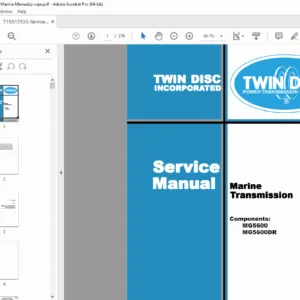 Twin Disc MG-5600 / MG-5600DR Marine Transmission Service & Repair Manual PDF
