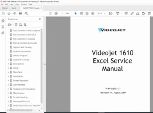 Videojet 1610 Excel CIJ Printer Service Repair Manual – PDF