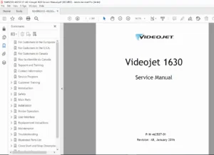 Videojet 1630 Continuous Inkjet Printer Service Manual PDF Download