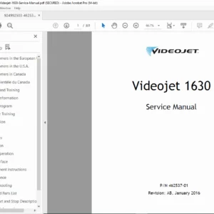Videojet 1630 Continuous Inkjet Printer Service Manual PDF Download