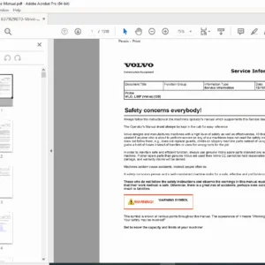 Volvo L90F Wheel Loader Service Information & Safety Manual PDF
