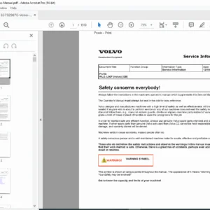 Volvo L90F Wheel Loader Service & Safety Information Manual PDF