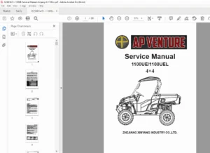 Xinyang 1100UE / 1100UEL 4x4 UTV Service Manual & SQR472F Engine Repair PDF