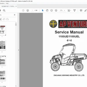 Xinyang 1100UE / 1100UEL 4x4 UTV Service Manual & SQR472F Engine Repair PDF