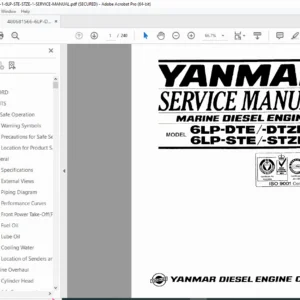 Yanmar 6LP-DTE, DTZE, STE & STZE Marine Diesel Service Manual PDF