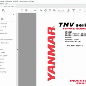 Yanmar TNV Series Industrial Diesel Engine Service Manual (3TNV, 4TNV) PDF
