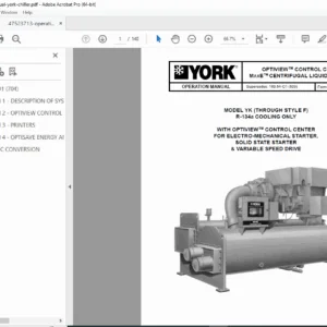 York YK MaxE Centrifugal Chiller Operation Manual (OptiView Control) - PDF