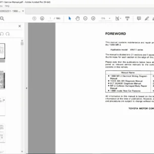 1988 Toyota MR2 AW11 Repair Manual (Intro & Maintenance) PDF