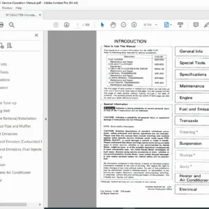 1989 Honda Civic D14A1 Service Manual PDF (Intro + General Info Excerpt)