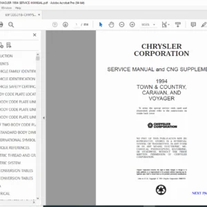 1994 Chrysler Voyager Caravan Town & Country Service Manual + CNG PDF