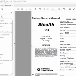 1994 Dodge Stealth Service Manual Volume 1 PDF (Engine & Body)