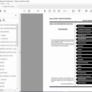 2002 Subaru Legacy & Outback Factory Service Manual (W2290GE) – PDF
