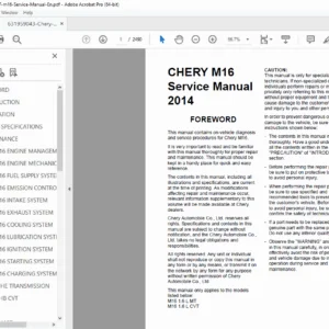 2014 Chery Automobile Co., Ltd. M16 (Arrizo 7) 1.6 Service Manual PDF
