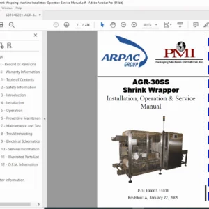 AGR-30SS Shrink Wrapping Machine Service Manual PDF