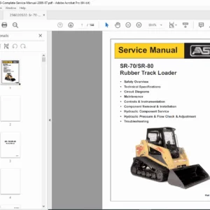 ASV SR-70 & SR-80 Service Manual Repair, Hydraulics & Undercarriage PDF