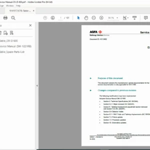 Agfa DX-D 600 RAD Table NET Service Manual PDF DOWNLOAD