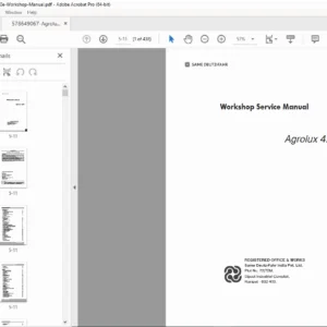 Agrolux 4.80e Tractor Workshop Service Manual Engine, Gearbox, Hydraulics  PDF