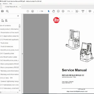 BT Reflex RR Forklift Service Manual Repair & Wiring Guide PDF