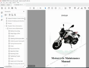 Benelli TNT125 Motorcycle Maintenance Manual PDF (EFI, Engine, Wiring, Specs)