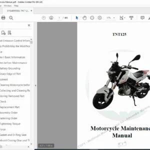 Benelli TNT125 Motorcycle Maintenance Manual PDF (EFI, Engine, Wiring, Specs)