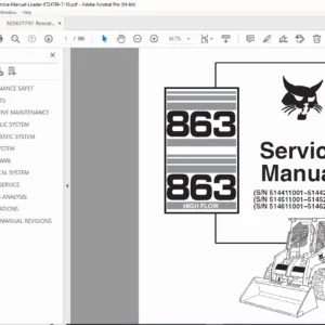 Bobcat 863 High Flow Service Manual PDF 6724799 (BICS, 2010)
