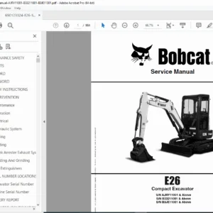 Bobcat E26 Compact Excavator Service Manual Complete Repair PDF