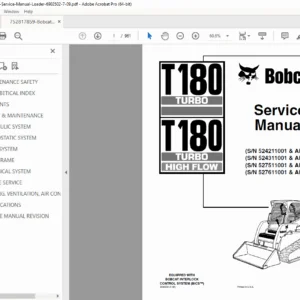 Bobcat T180 Turbo & High Flow Service Manual PDF (6902502)