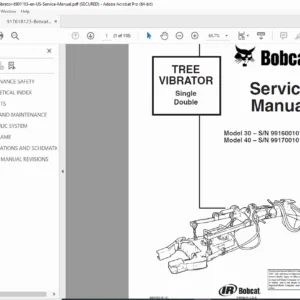 Bobcat Tree Vibrator Service Manual (Single & Double) - Model 30 & 40 PDF