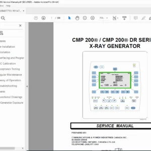 CPI CMP 200 & CMP 200 DR X-Ray Generator Service Manual PDF