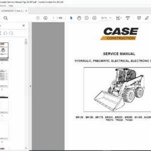 Case SR SV TR TV Skid Steer Track Loader Hydraulic Electrical Service Manual PDF