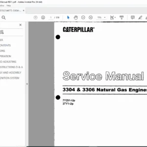 Caterpillar 3304 & 3306 Natural Gas Engine Service Manual PDF