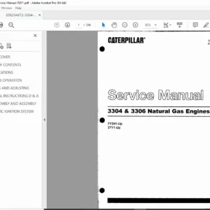 Caterpillar 3304 & 3306 Natural Gas Engine Service Manual Repair & Specs PDF